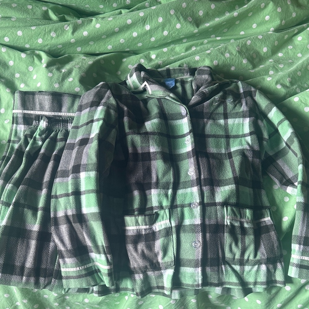 3 for $15 Green and Black Plaid Pajama Set